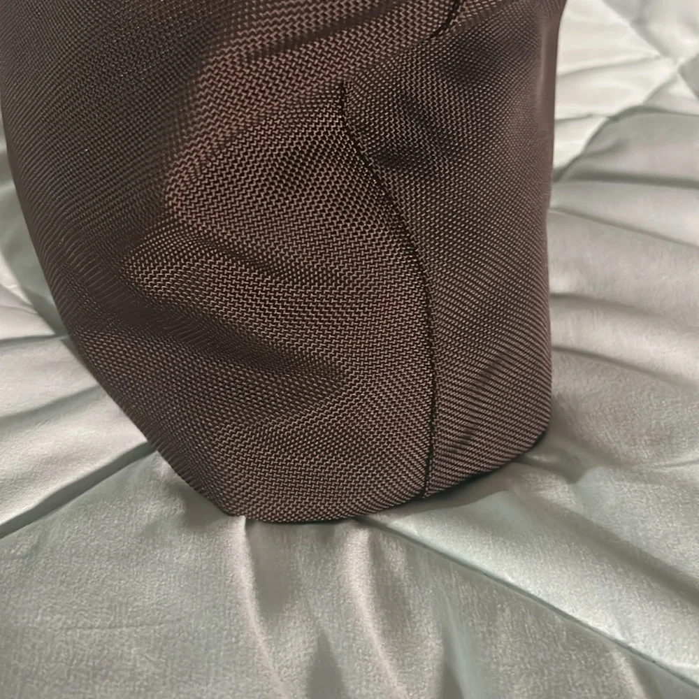 TUMI NYLON LEATHER dark brown black crossbody handbag - Picture 6 of 8